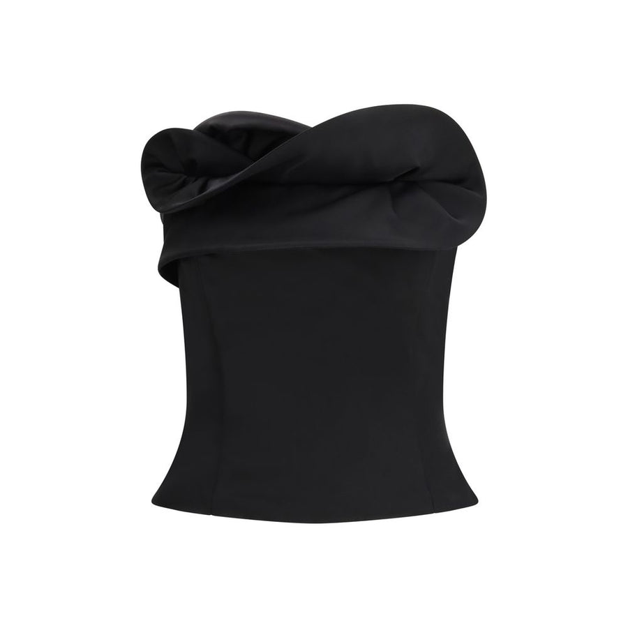 Magda Butrym 58% Fleece Wool corset top in black