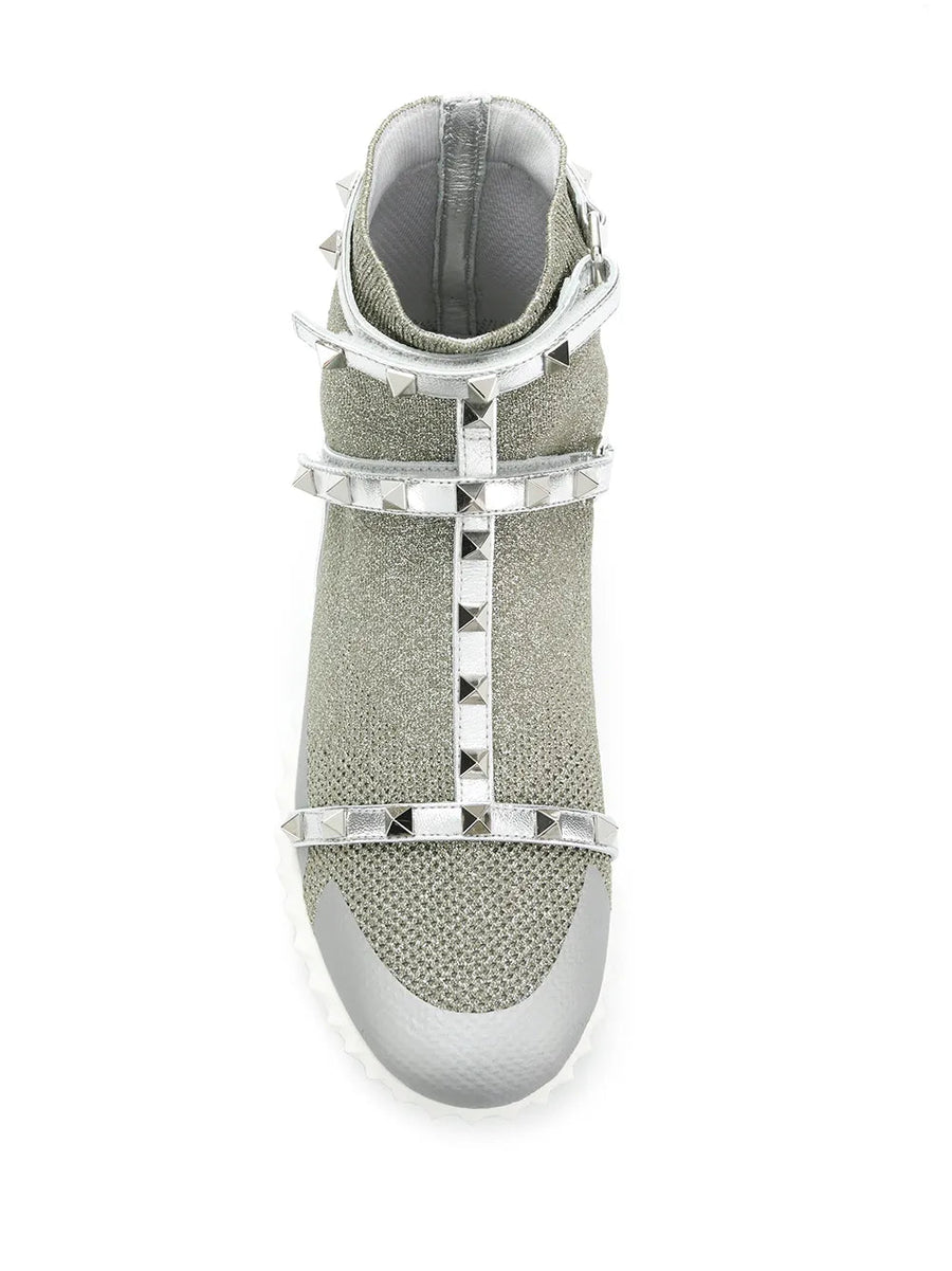 Valentino Suede high-top sneaker in silver