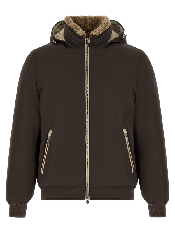 Brunello Cucinelli Stretch membrane nylon exterior down jacket in brown