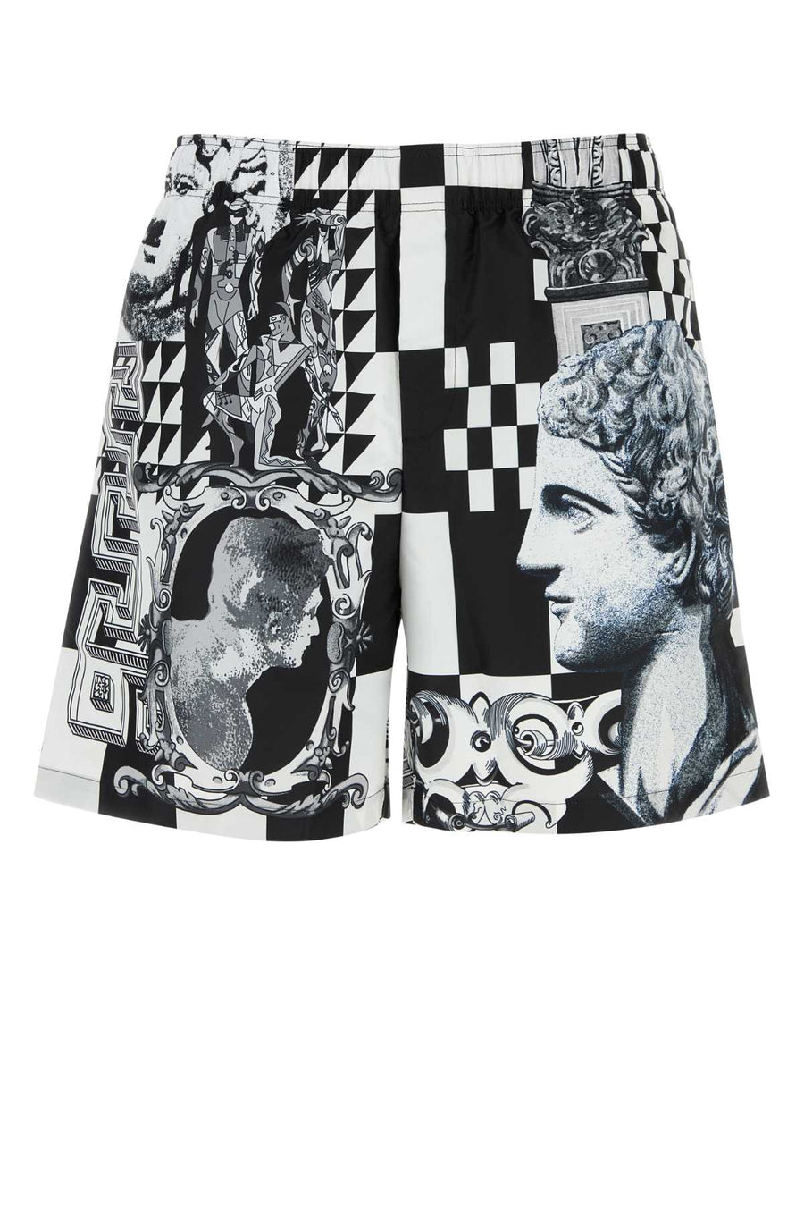 Printed Polyester Swimming Shorts Blackwhite Costumi Da Bagno