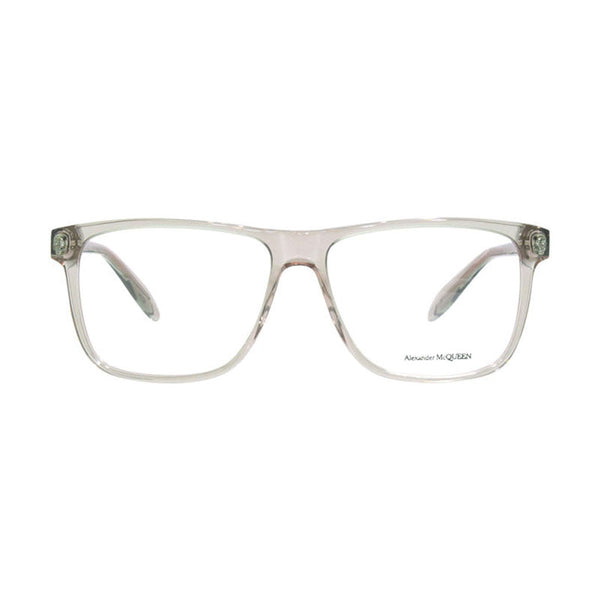 Alexander Mcqueen Eyeglasses Square Full Rim, Transparent Brown Frame And Clear Demo Lenses Lens Am0247o002