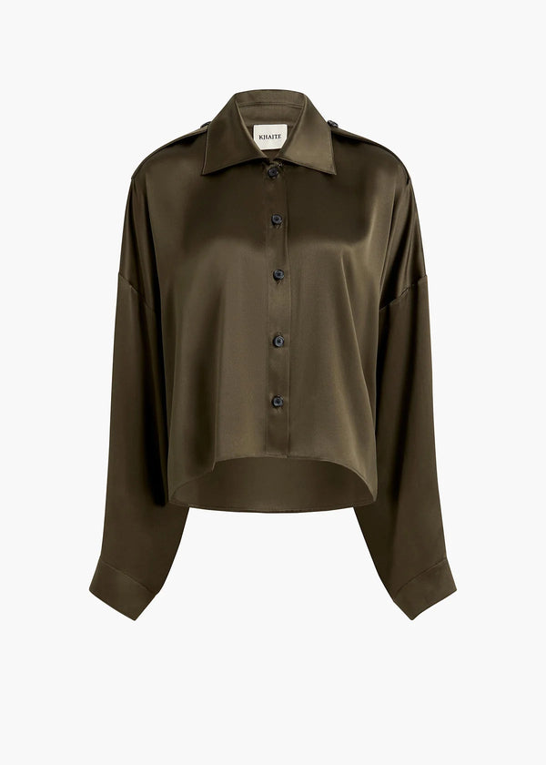 Khaite Full-grain leather shirt in green