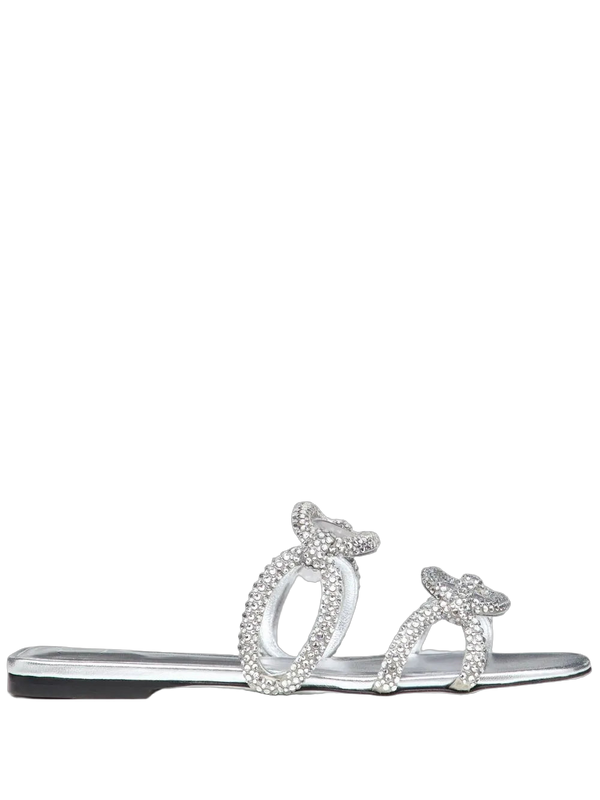 Valentino Garavani Calf leather with crystal embellishment sandals in silver