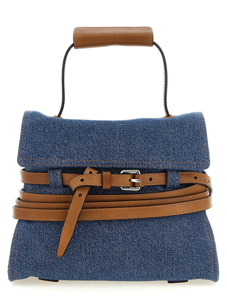 Moschino Denim top handle bag in blue