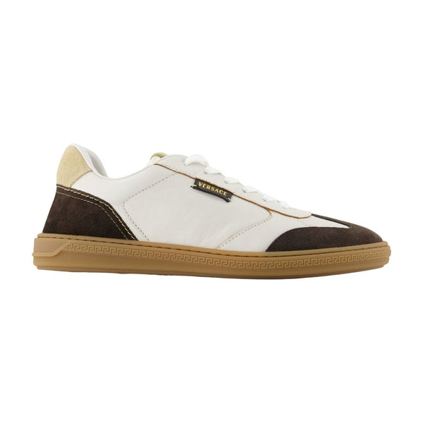 Versace Lambskin leather sneaker in white