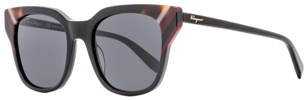 Salvatore Ferragamo Square Sunglasses Sf875s 001 Black-Multi 53mm 875 Black/multi Plastic (acetate)
