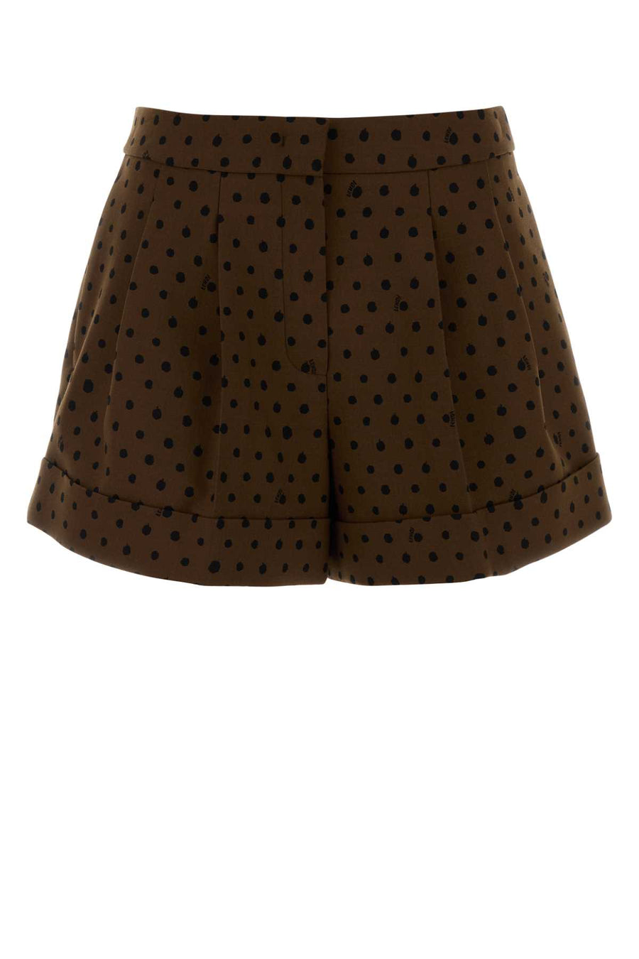 Printed Stretch Wool Blend Shorts Nut-26+black