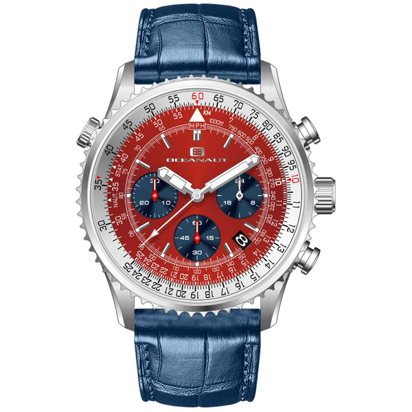 Oceanaut Stainless steel case watch in red