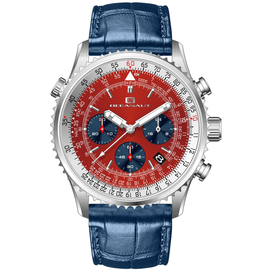 Oceanaut Stainless steel case watch in red