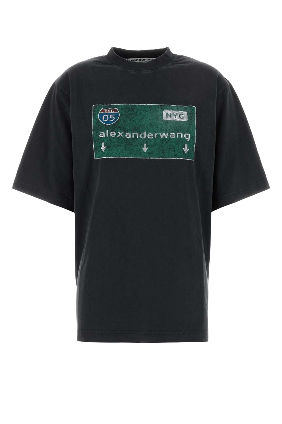 Black Cotton Oversize T-Shirt Washedblack Exterior