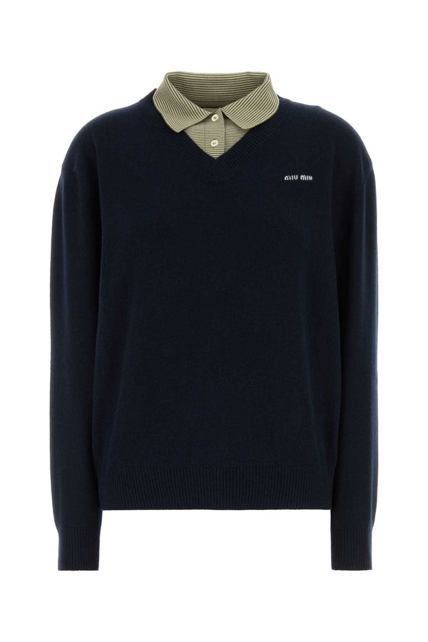 Miu Miu Exterior: 58% Virgin wool sweater in navy