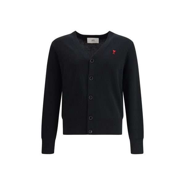 AMI Paris 100% Wool Ovis Aries cardigan in black