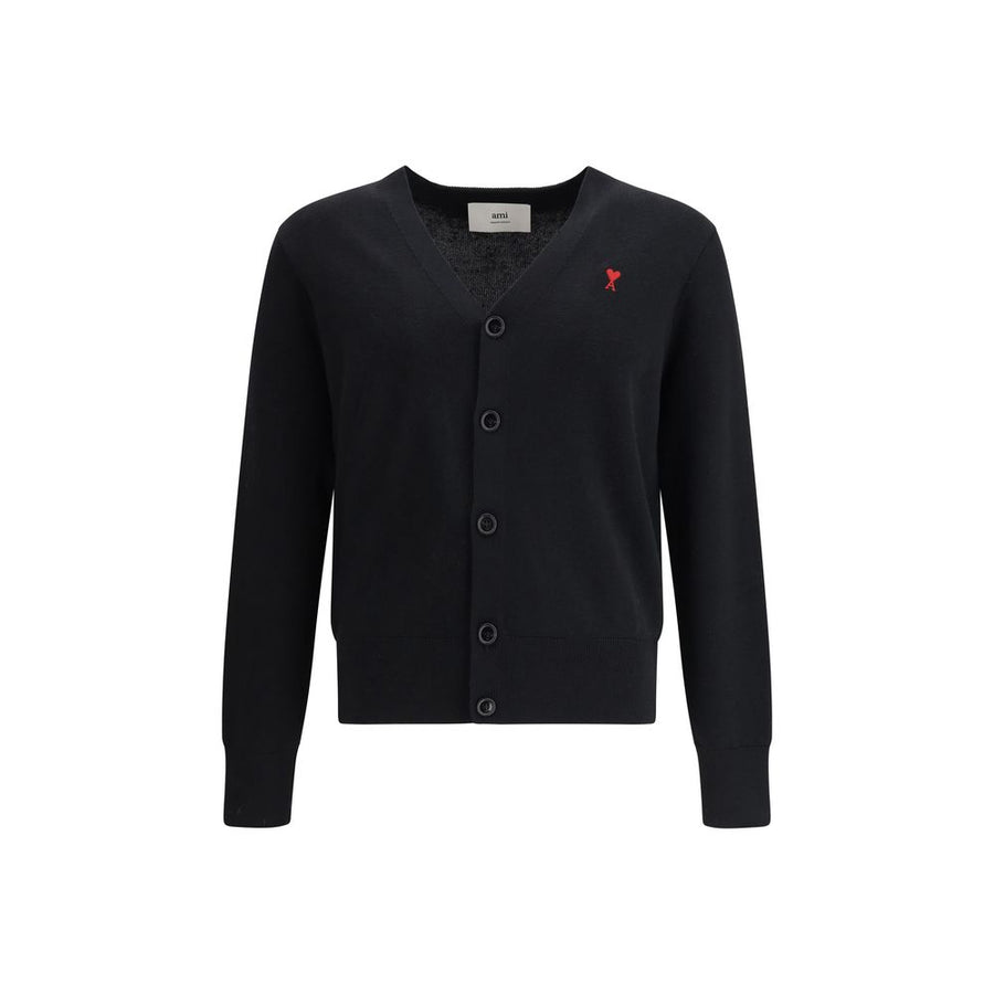 AMI Paris 100% Wool Ovis Aries cardigan in black