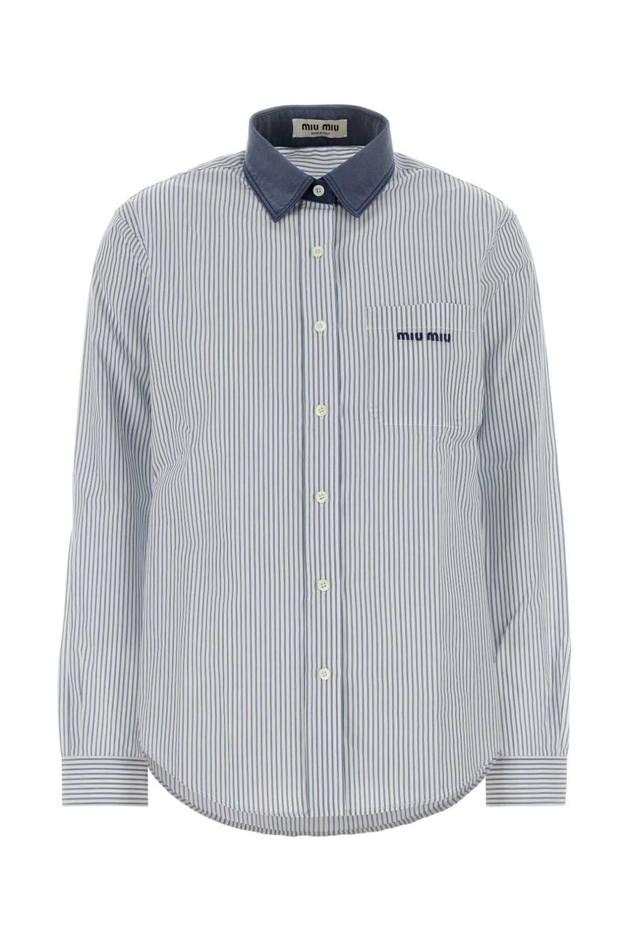 Embroidered Poplin Shirt Blubianco Exterior: Coton Camicie
