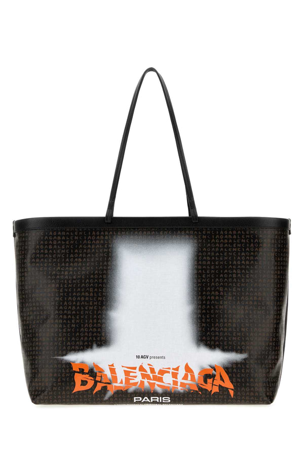 Printed Canvas Select Shopping Bag Black/l Door Orange Borse A Mano