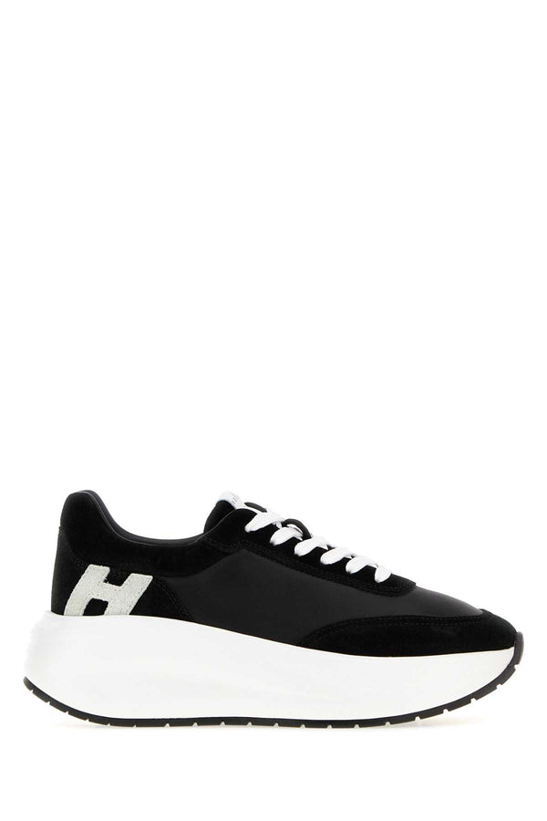 Black Leather And Suede Maxi I Active Sneakers Altraversione Scarpe Stringate