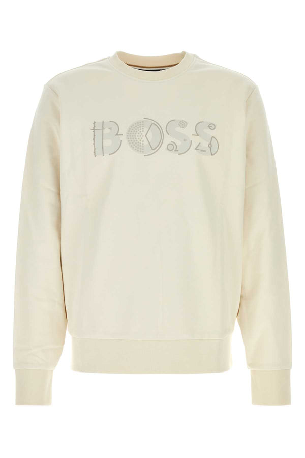 Ivory Cotton Sweatshirt Openwhite Exterior: Maglieria