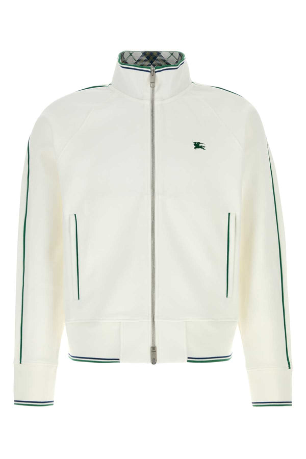White Jersey Sweatshirt Chalk Exterior: Nylon Cotton Felpe