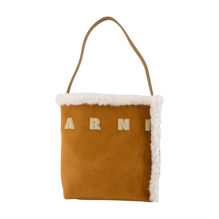 Marni calfskin shoulder bag in brown