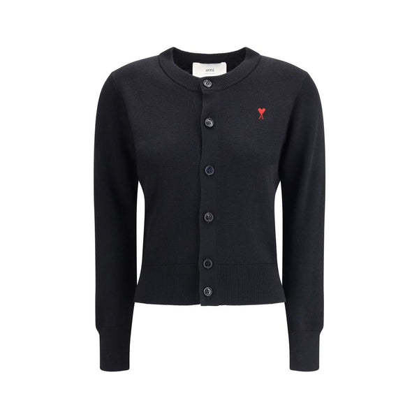 AMI Paris 100% Merino Wool cardigan in black