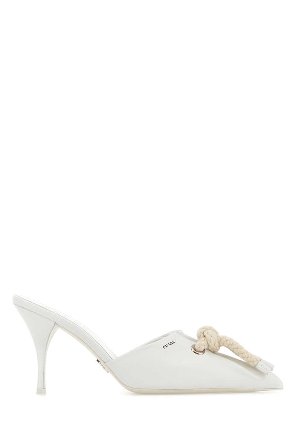 Prada Donna Exterior: 100% Nappa leather; Interior: 100% Leather; Sole: Leather mule in white