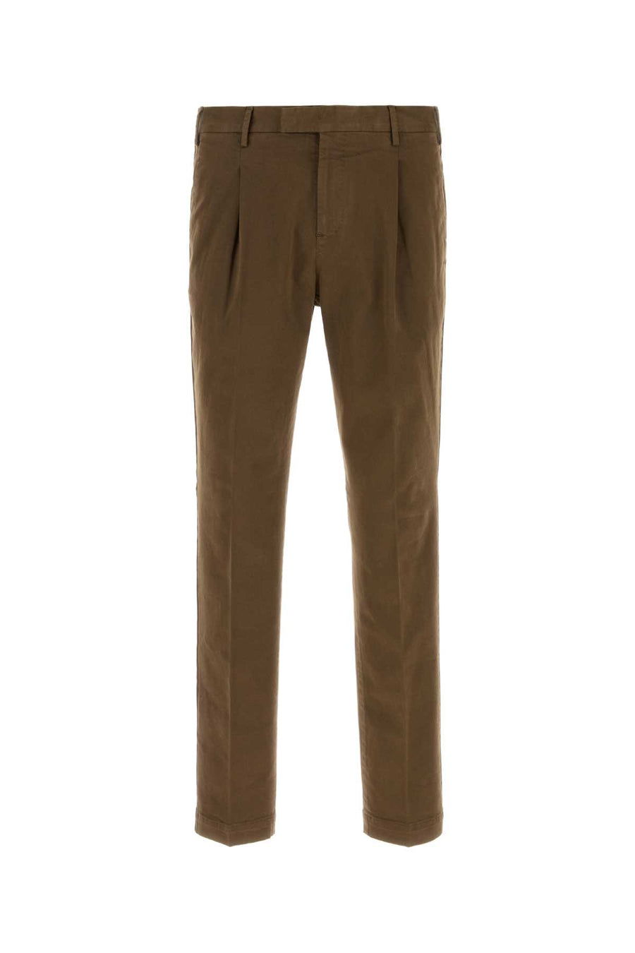 Brown Stretch Cotton Pant Castoro Exterior: Elastane Pantaloni