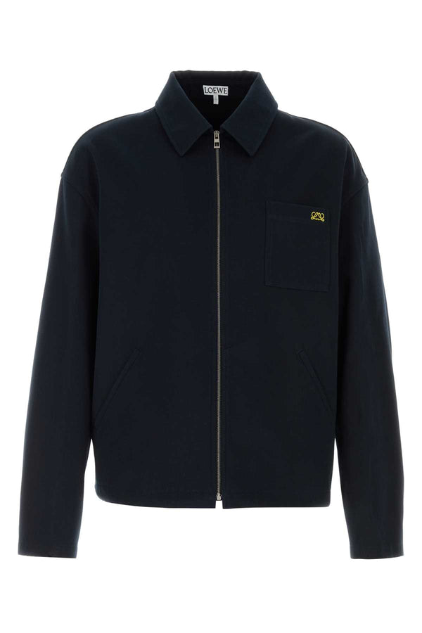 Navy Blue Cotton Jacket Dark Exterior: Giacche E Gilet