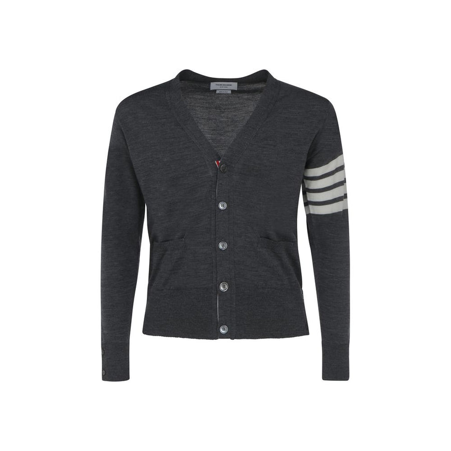 Thom Browne 100% Fleece Wool Ovis Aries cardigan in gray