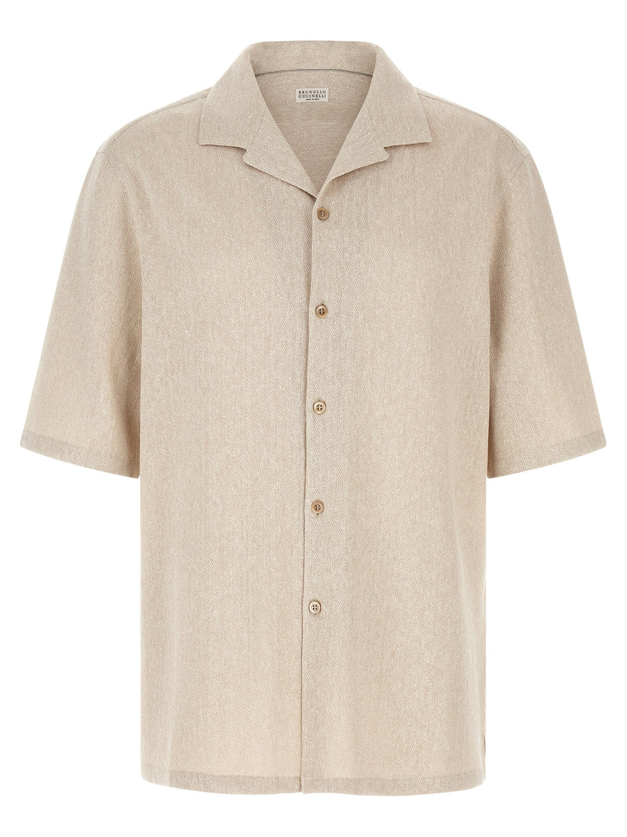 Brunello Cucinelli 80% linen shirt in beige