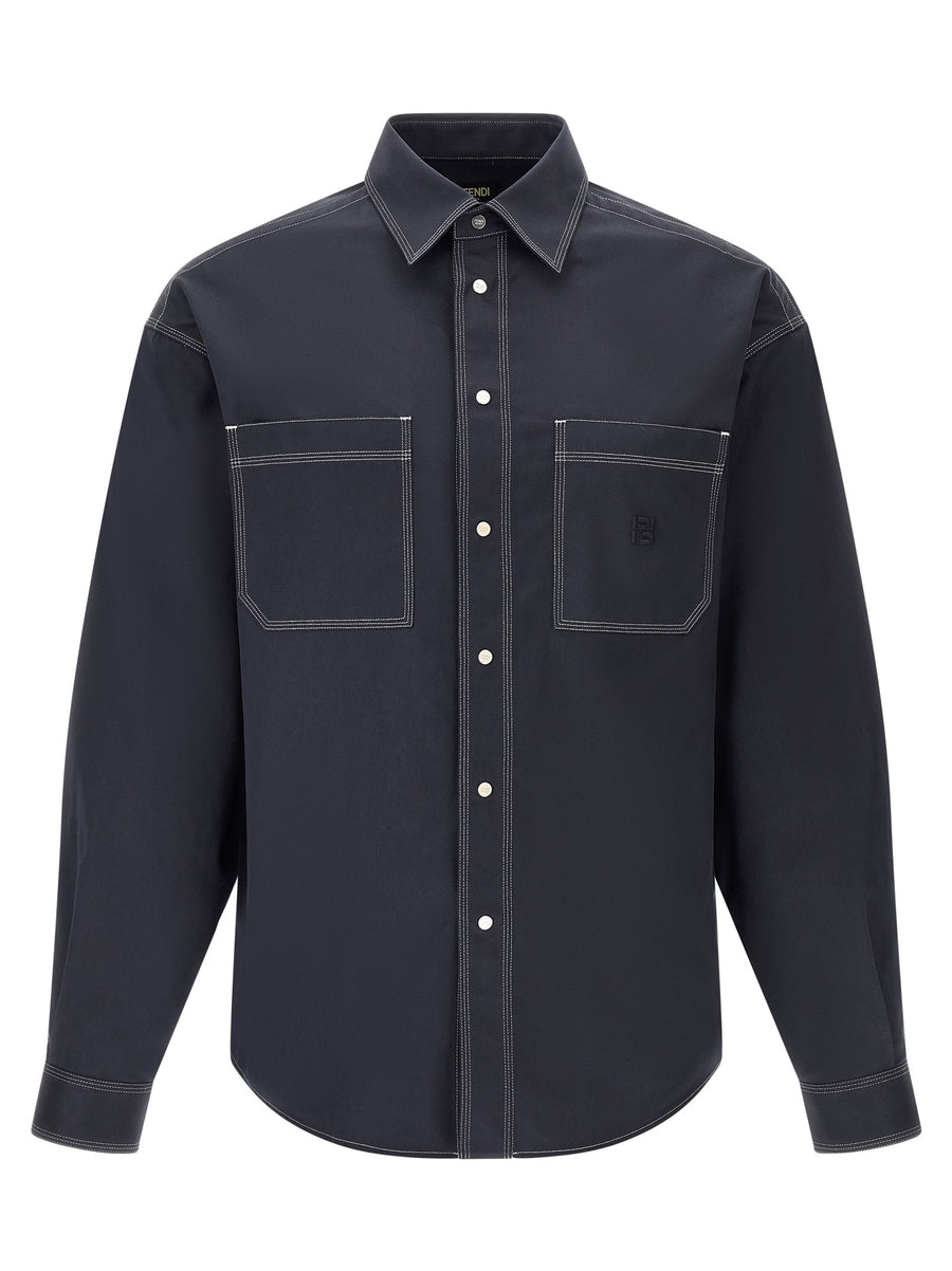 Fendi 100% cotton shirt in navy