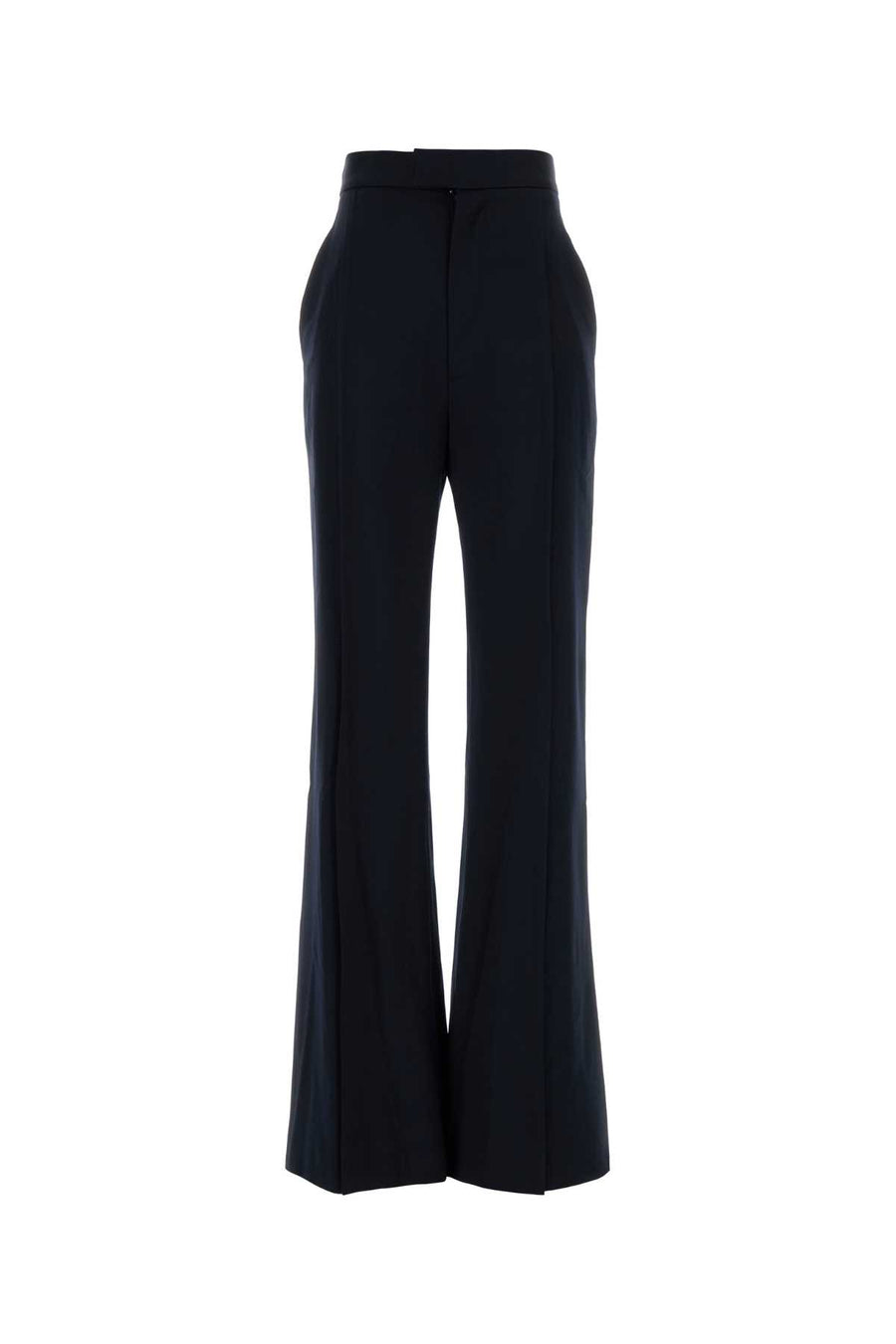 Dark Blue Wool Wide-Leg Pant Navy Exterior: Virgin Pantaloni