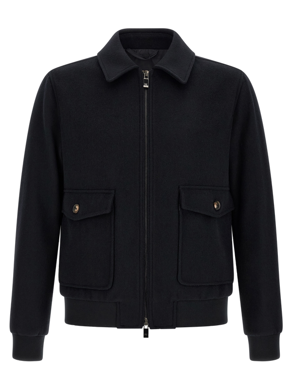 Black Wool Bomber Clothing