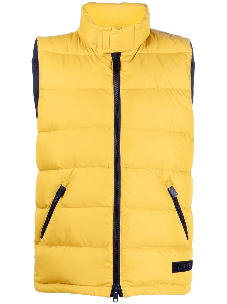 Aspesi Lining: 100% Feather Down gilet in yellow