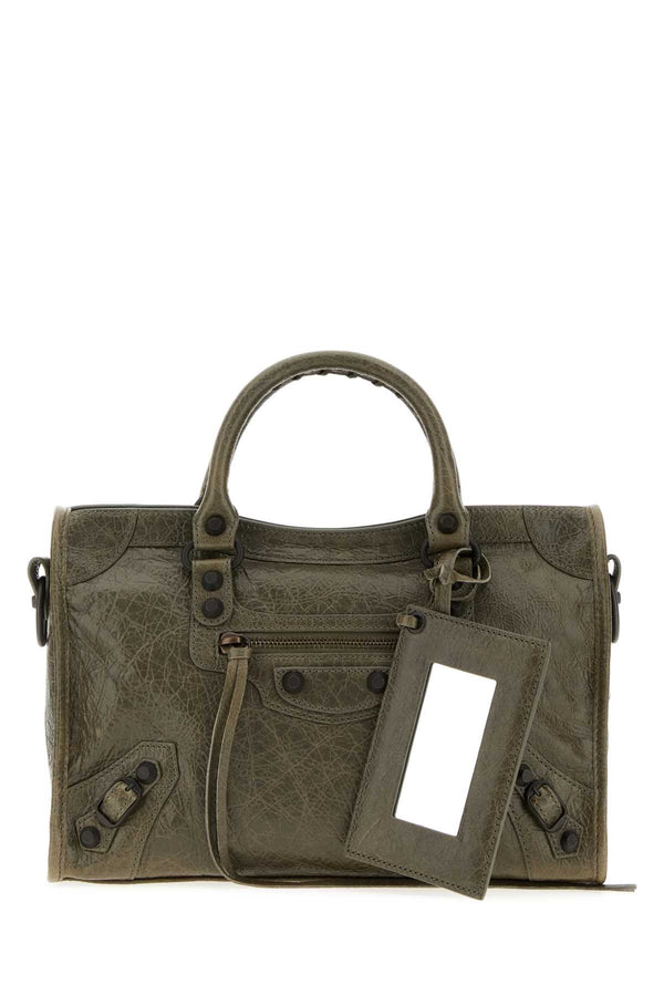 Olive Green Leather Small Le City Handbag Army Borse A Mano
