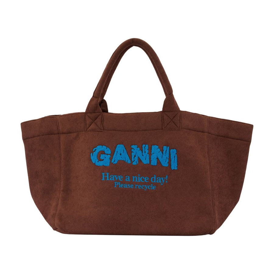 Ganni Cotton tote bag in brown