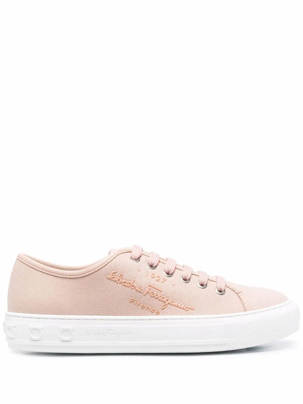 Ferragamo Recycled cotton-blend canvas sneaker in pink