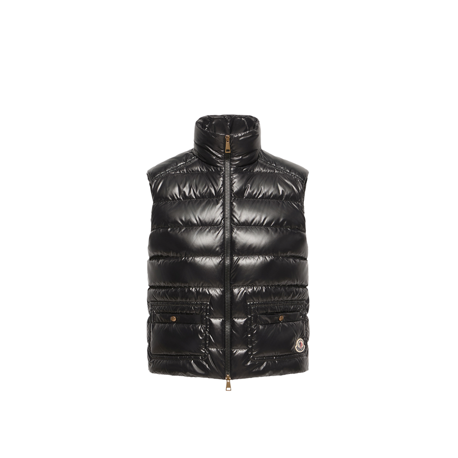Moncler Nylon lacquered down vest in black