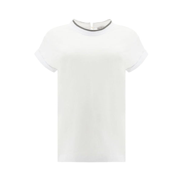 Brunello Cucinelli 93% Cotton t-shirt in white