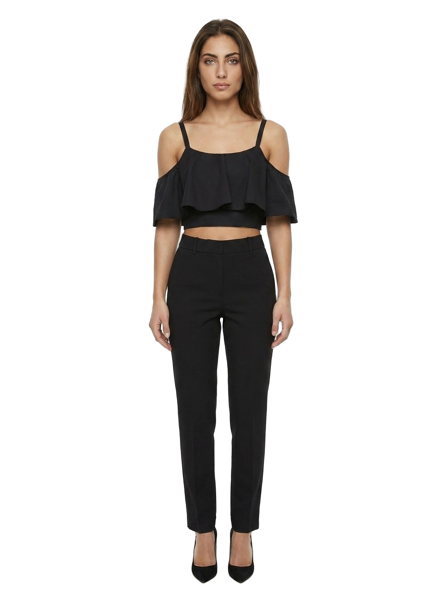 Black Cotton Sleeveles T-Shirt