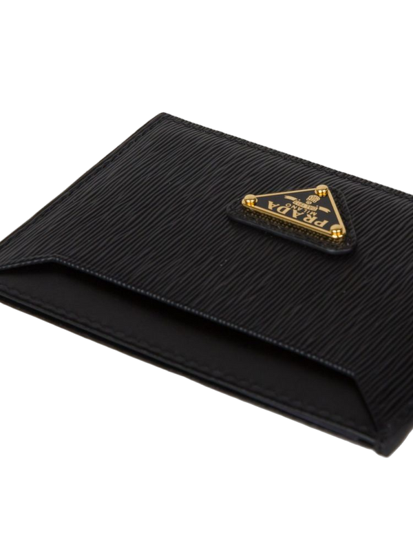 Prada 100% Calfskin card case in black