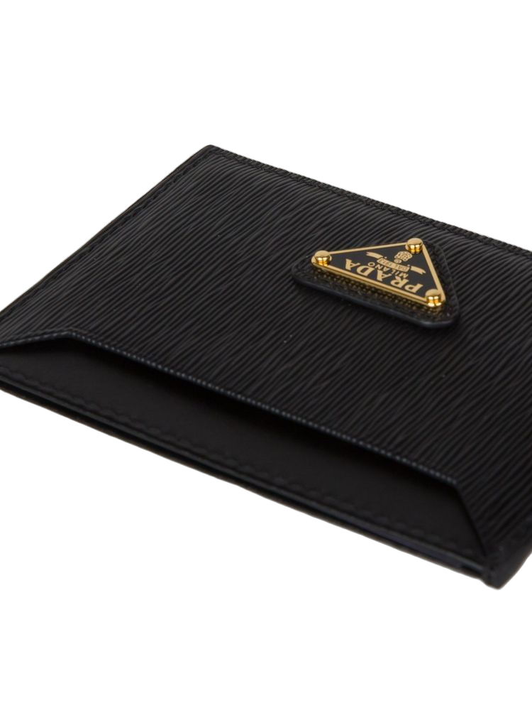 Prada 100% Calfskin card case in black