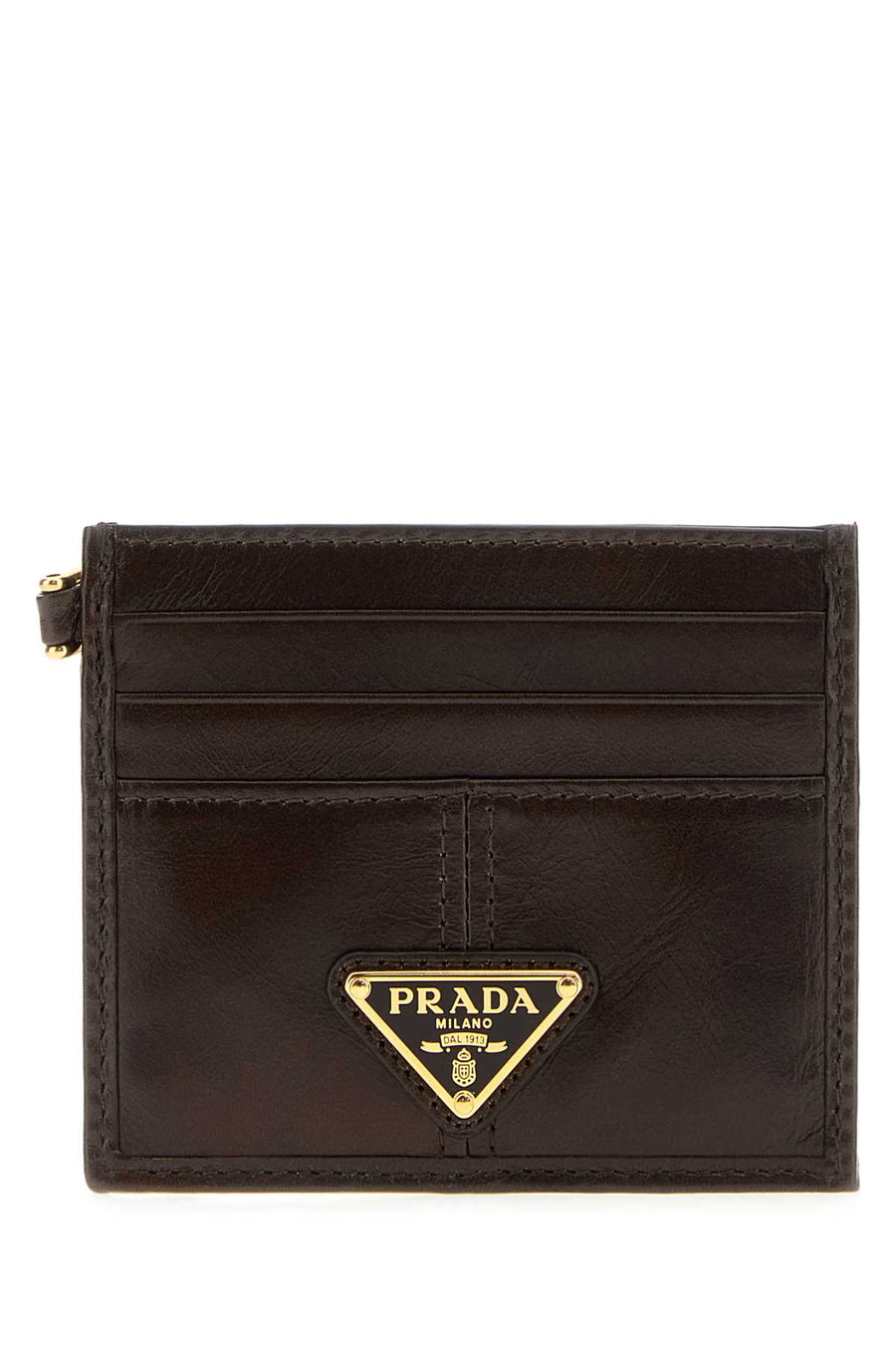 Dark Brown Leather Card Holder Moro Portafogli