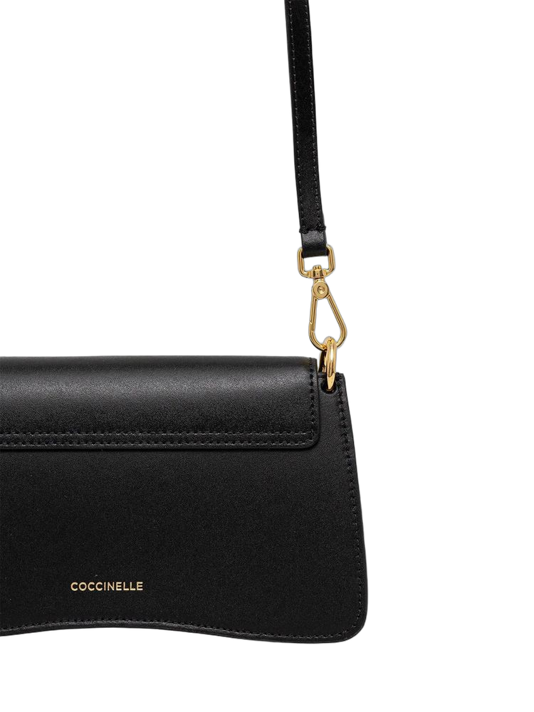 Coccinelle 100% Calf Split Leather crossbody bag in black