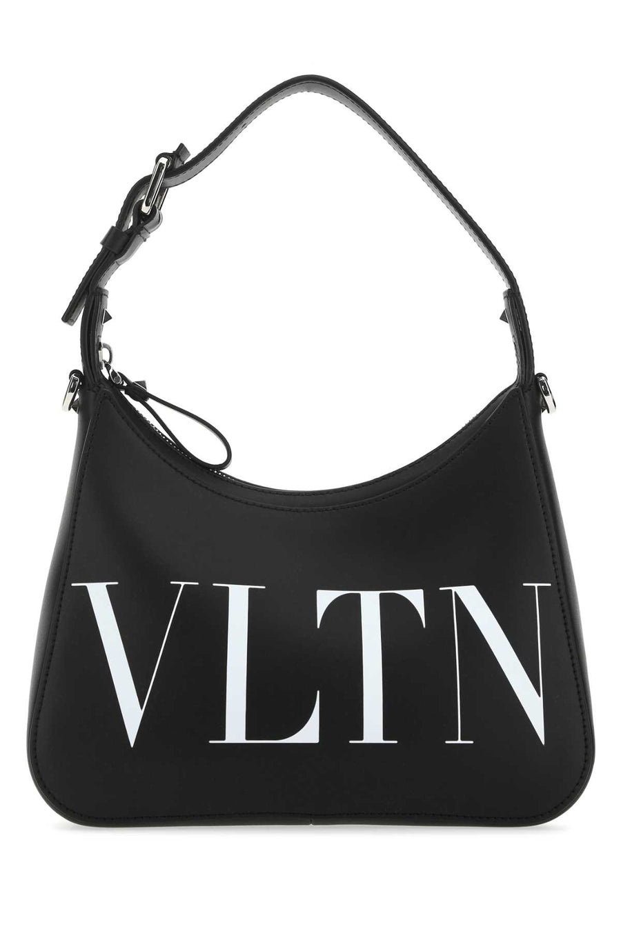 Valentino Garavani Exterior: 100% Calf Lining: 100% Suede Finishing: Silver metal shoulder bag in black