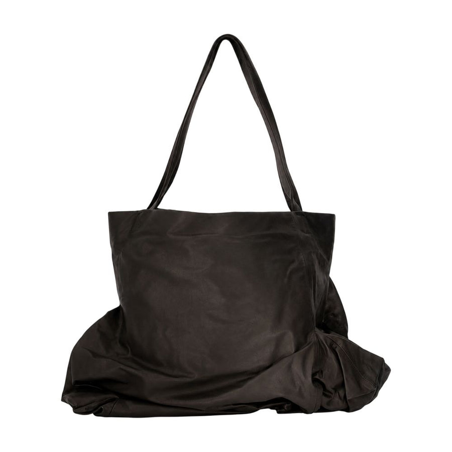 Unevenness Shopper Bag - Yohji Yamamoto Leather Black Cowhide / Totes-shopping-bags
