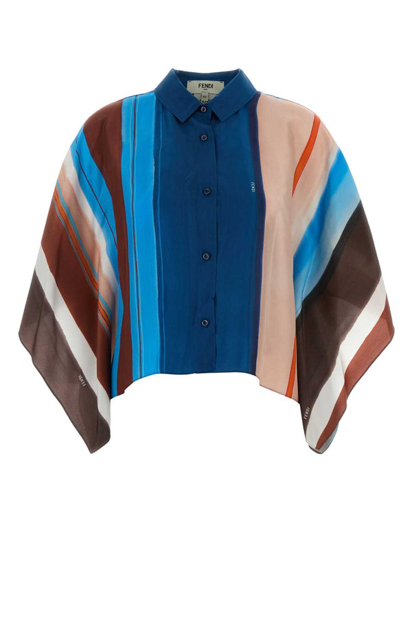 Printed Silk Shirt Powder Pink/laguna Exterior: Camicie