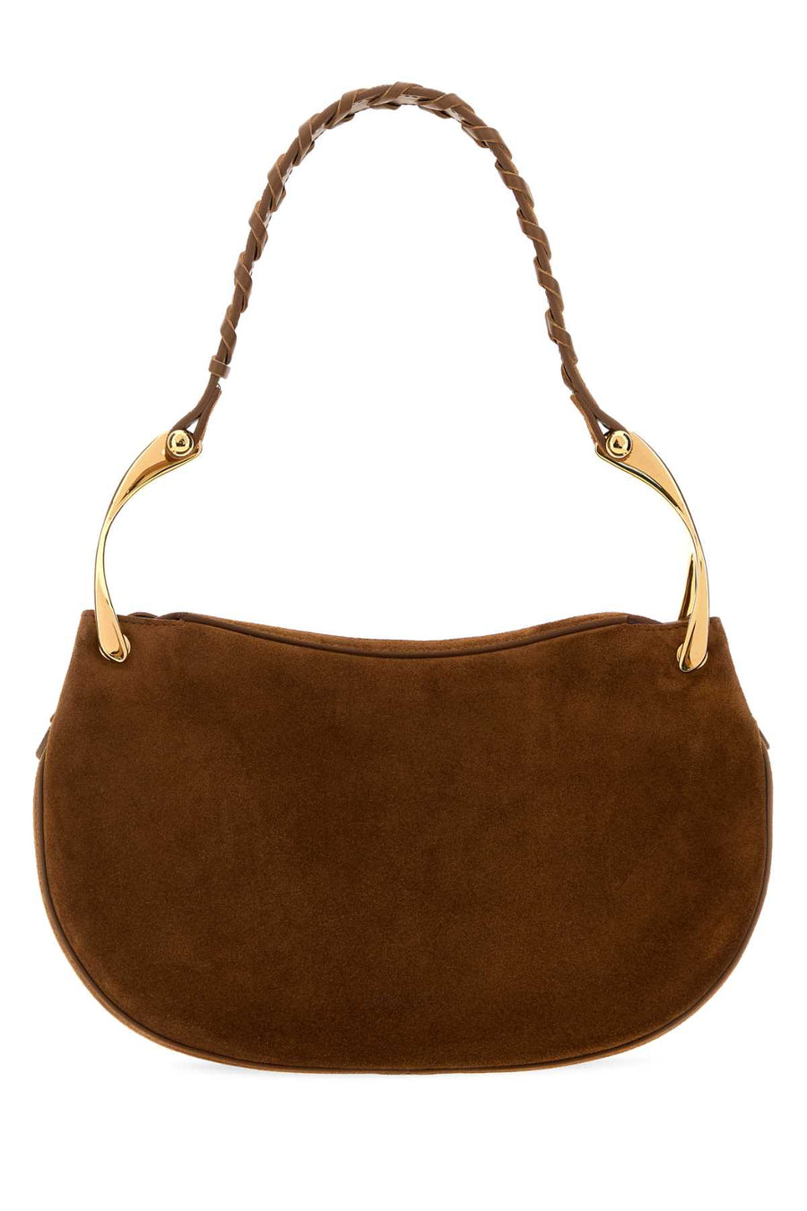 Brown Suede Wishbone Shoulder Bag Darkbrowngold Borse A Mano
