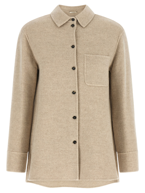 Beige Virgin Wool Shell Jacket Clothing
