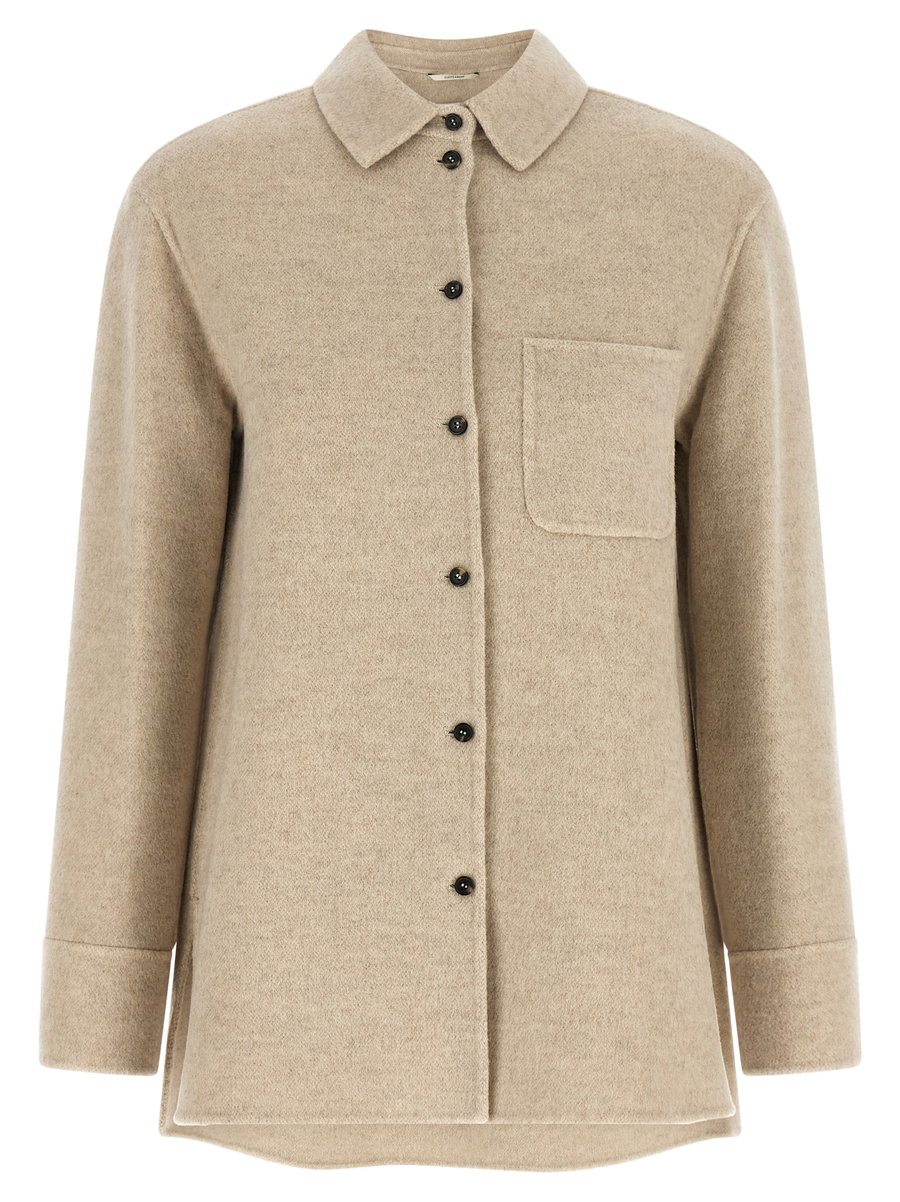Beige Virgin Wool Shell Jacket Clothing