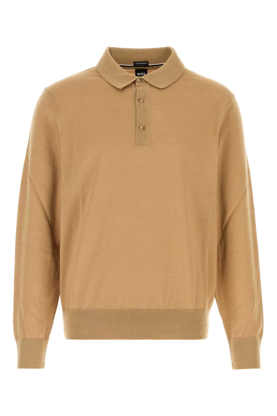 Camel Wool Polo Shirt Mediumbeige Exterior: Virgin Maglieria